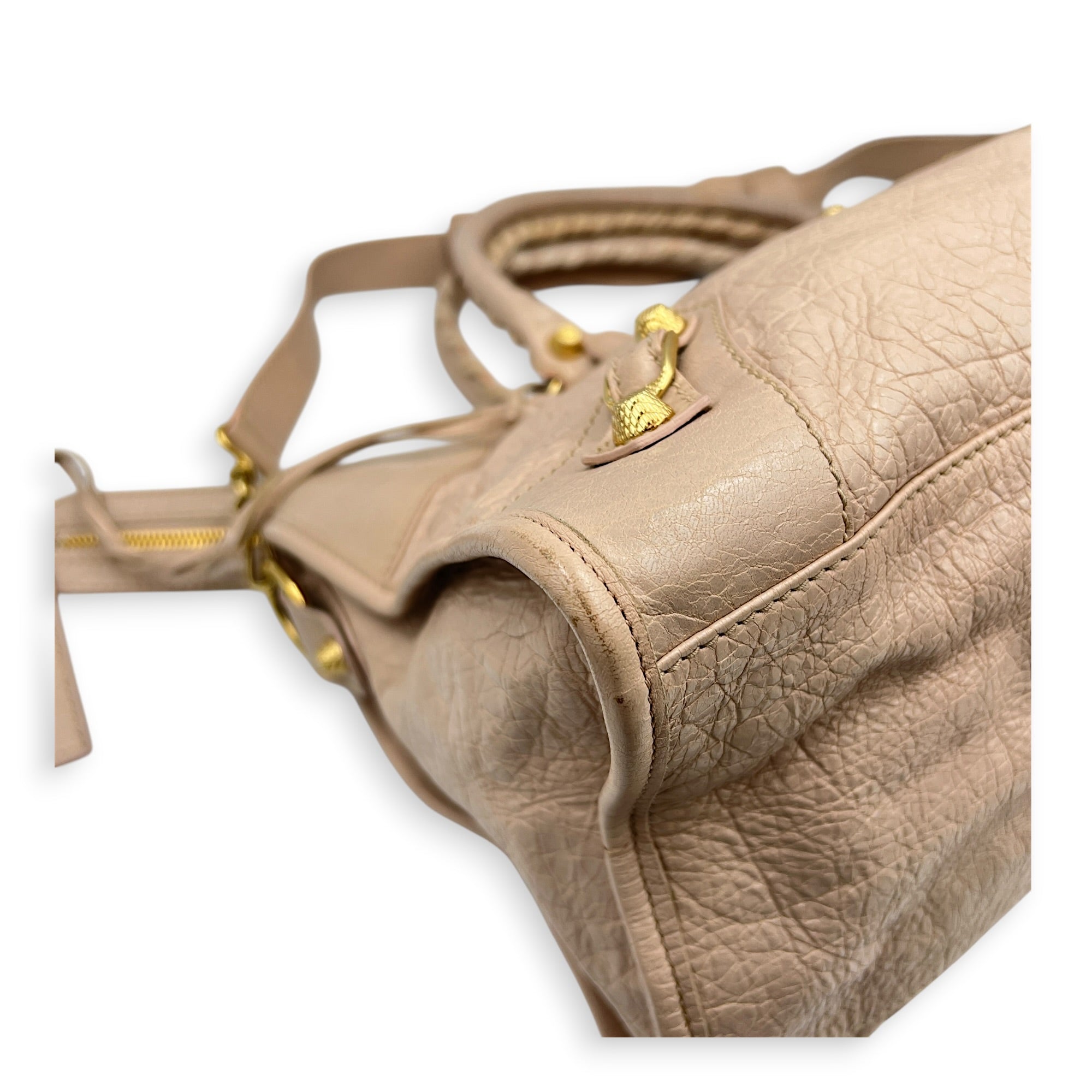 City Medium Pink Top Handle Bag in Lambskin, Gold hardware