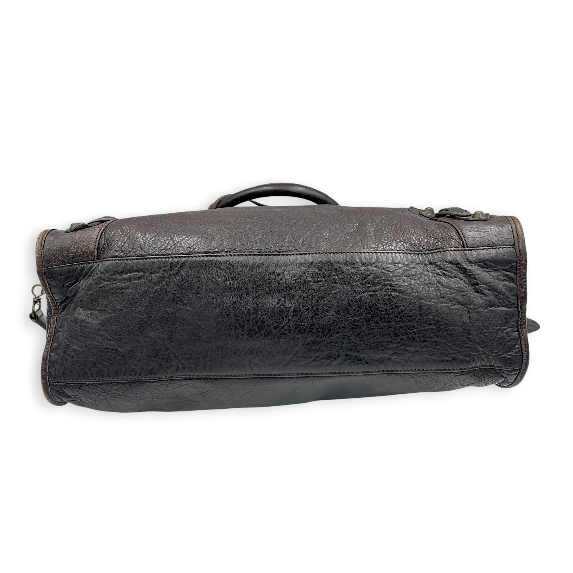City Medium Brown Shoulder Bag in Lambskin, Ruthenium hardware