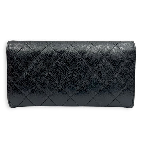 Classic Wallet Long Black in Caviar Leather, Gold hardware