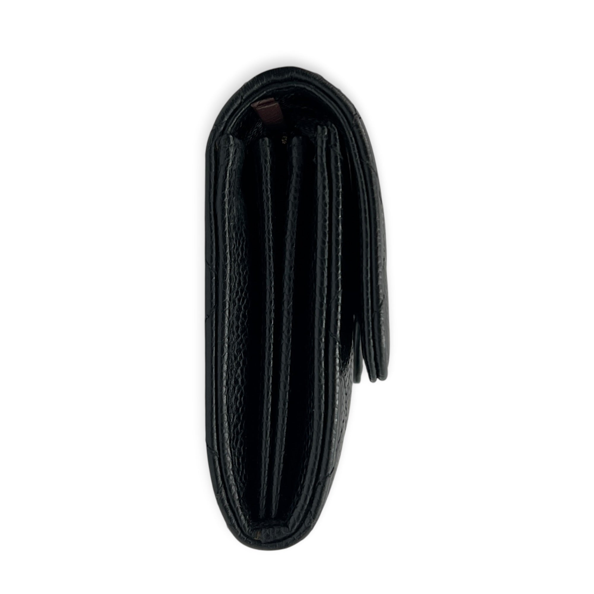 Classic Wallet Long Black in Caviar Leather, Gold hardware