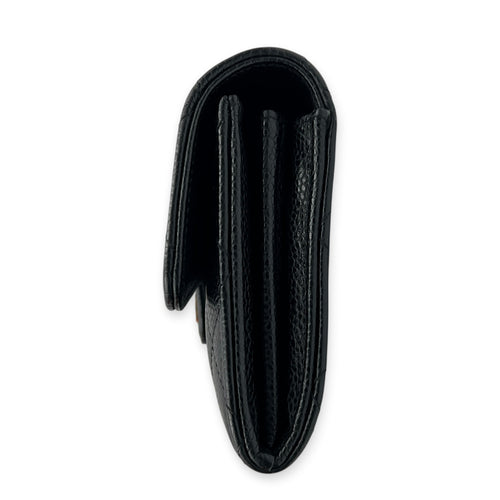 Classic Wallet Long Black in Caviar Leather, Gold hardware