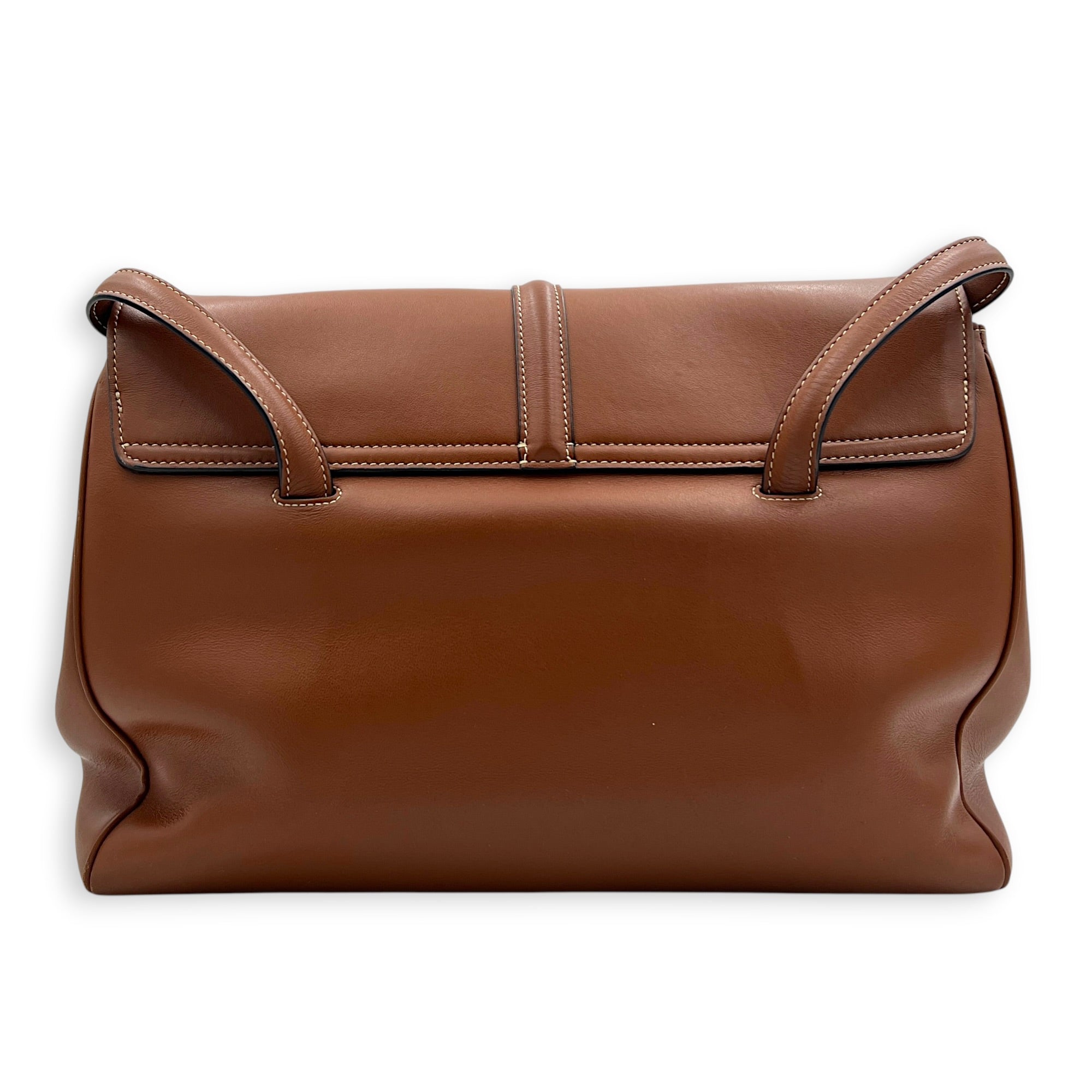 16 Tote Bag Brown in Calfskin, Gold hardware