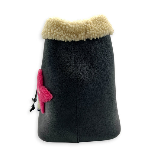 NeoNoe Teddy MM Black Bucket Bag in Calfskin, Gold hardware