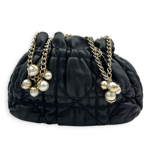 Delices Crossbody Bag Black in Lambskin, Gold hardware