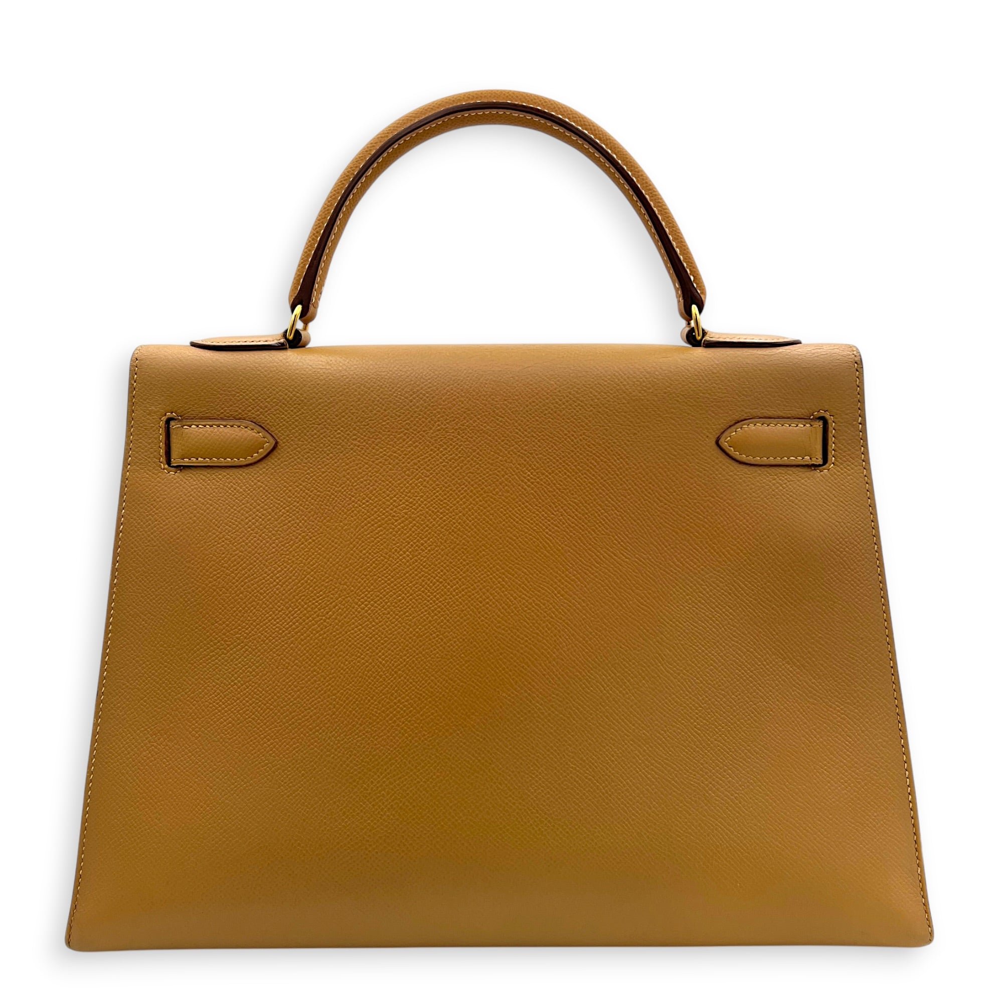 Sellier Kelly 32 Naturel Courchevel (Recoloured) Top Handle Bag in Epsom, Gold hardware