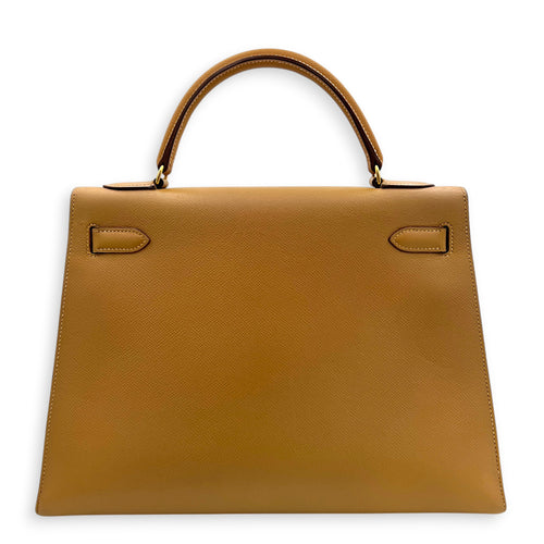 Sellier Kelly 32 Naturel Courchevel (Recoloured) Top Handle Bag in Epsom, Gold hardware