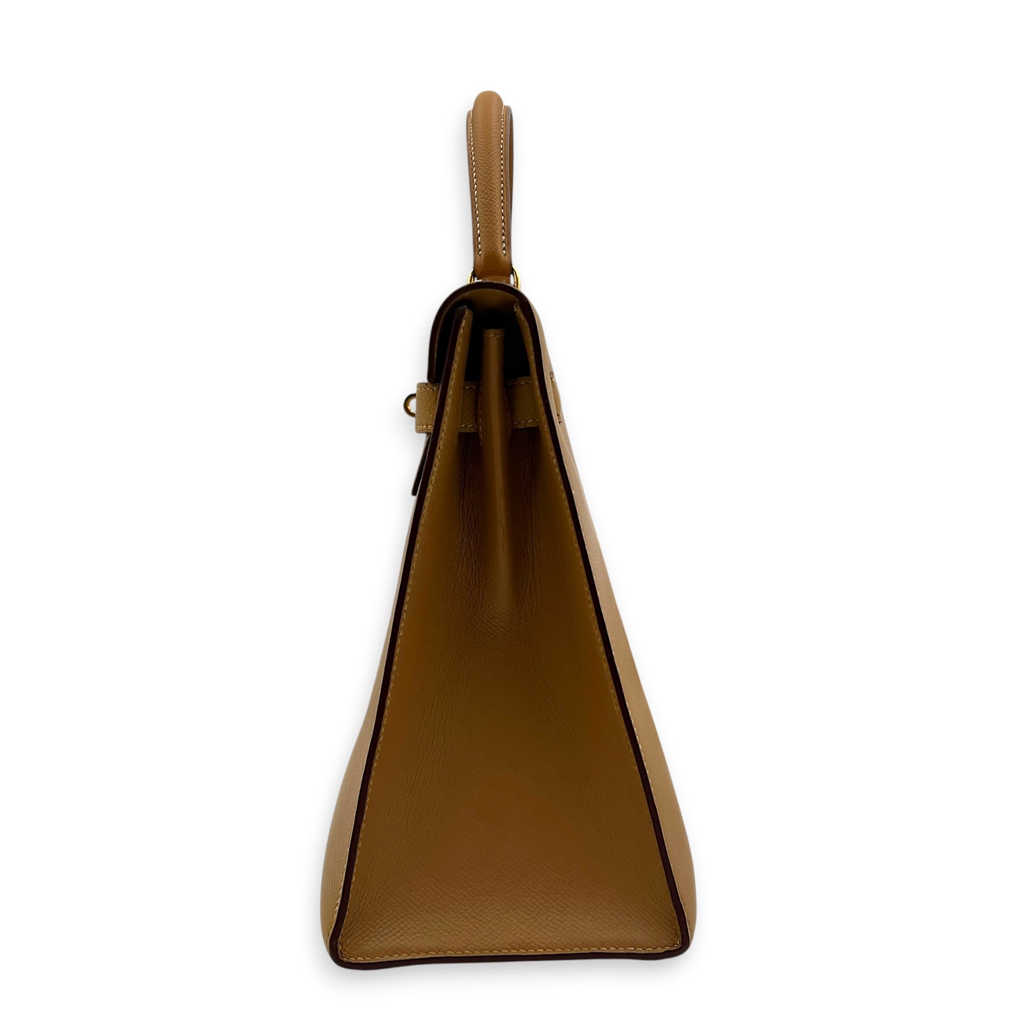 Sellier Kelly 32 Naturel Courchevel (Recoloured) Top Handle Bag in Epsom, Gold hardware