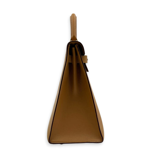 Sellier Kelly 32 Naturel Courchevel (Recoloured) Top Handle Bag in Epsom, Gold hardware