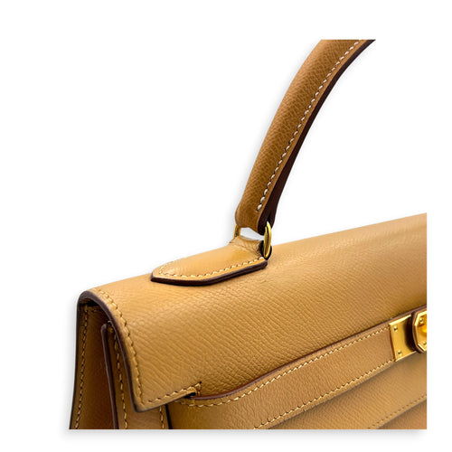 Sellier Kelly 32 Naturel Courchevel (Recoloured) Top Handle Bag in Epsom, Gold hardware