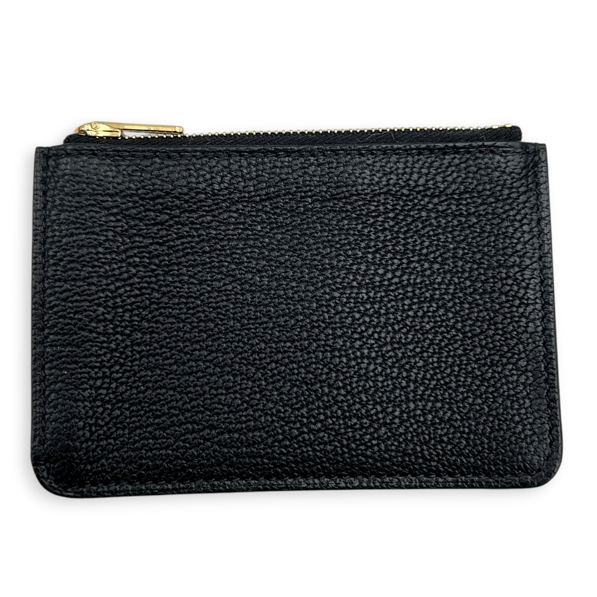 Roulis Slim Compact Noir Wallet in Chevre Mysore, Gold hardware