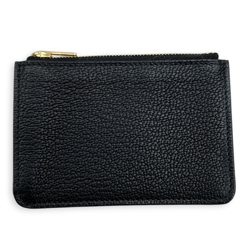 Roulis Slim Compact Noir Wallet in Chevre Mysore, Gold hardware