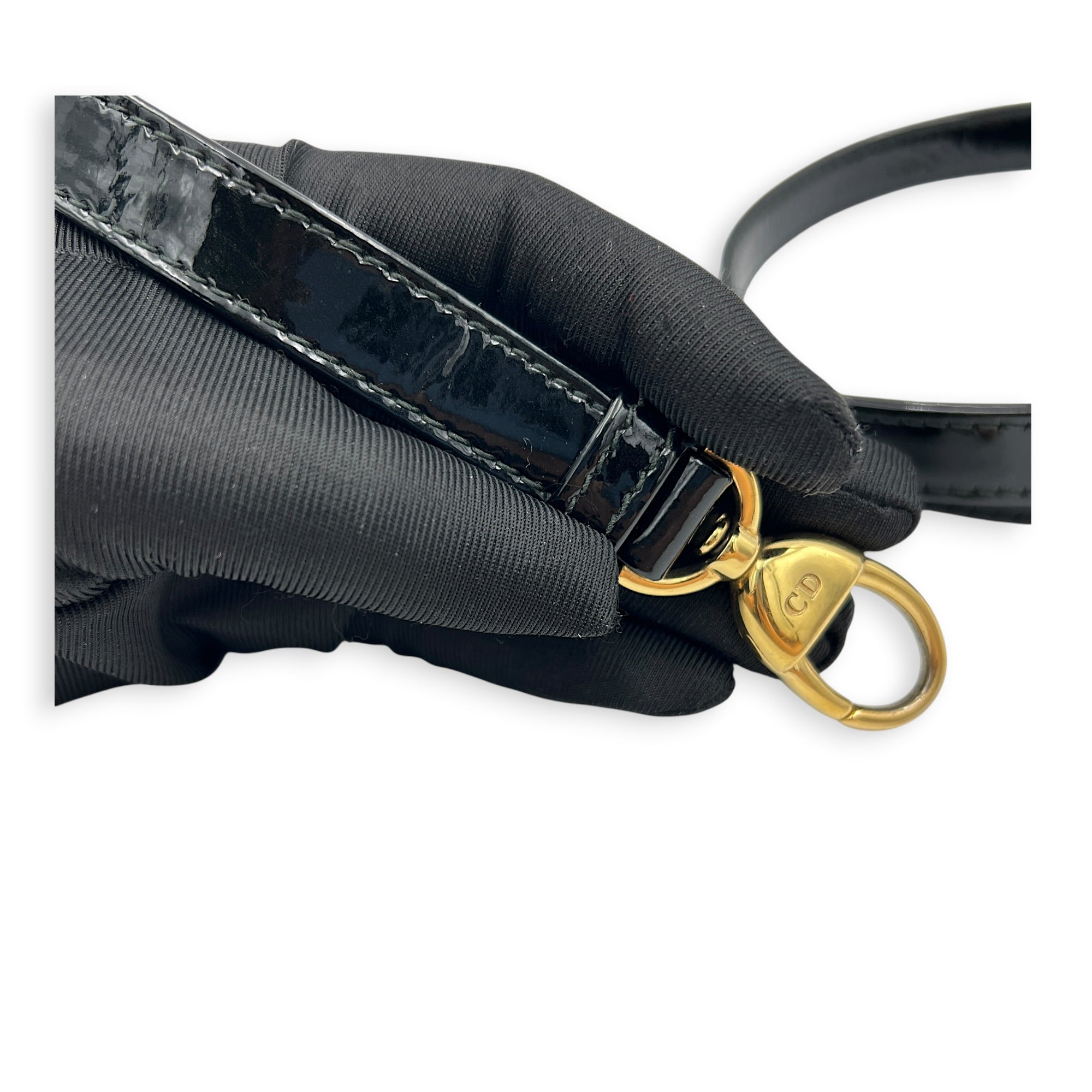 Lady Dior Top Handle Bag Mini Black in Patent Leather, Gold hardware