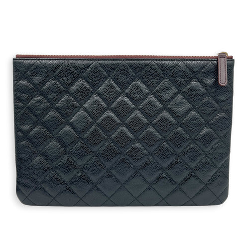 CC O Case Pouch Black in Caviar Leather, Gold hardware