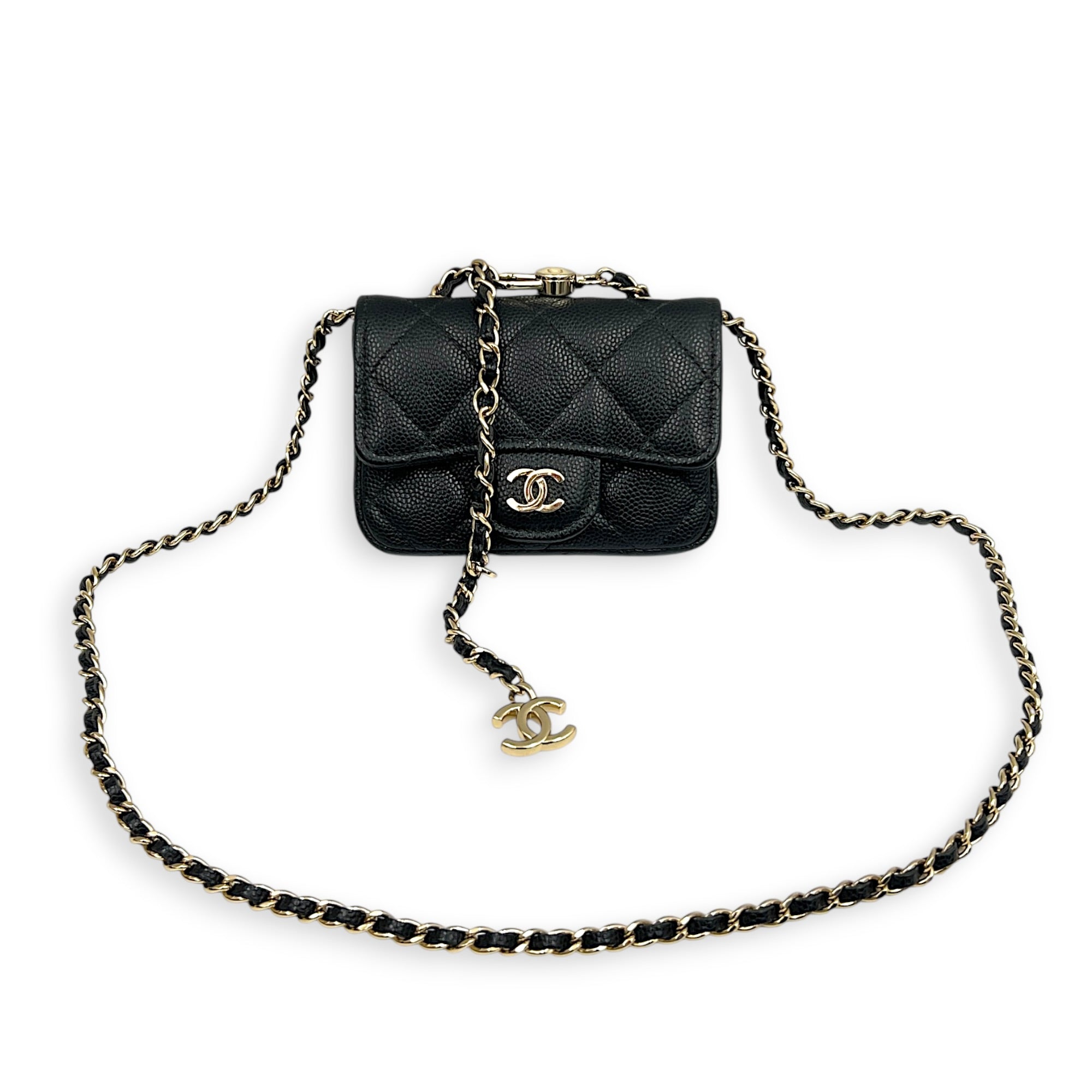 CC Belt Bag Mini Black in Caviar Leather, Gold hardware
