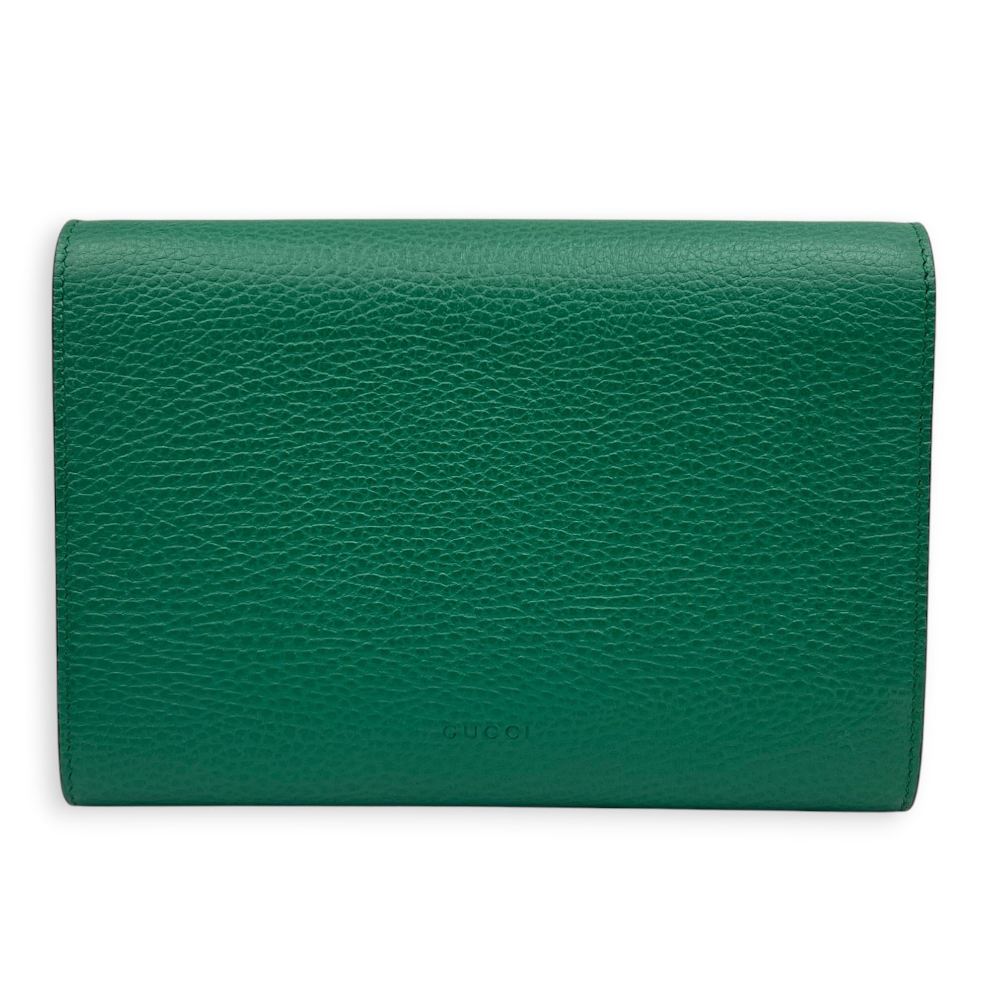 Dionysus Wallet On Chain Green in Calfskin, Ruthenium hardware