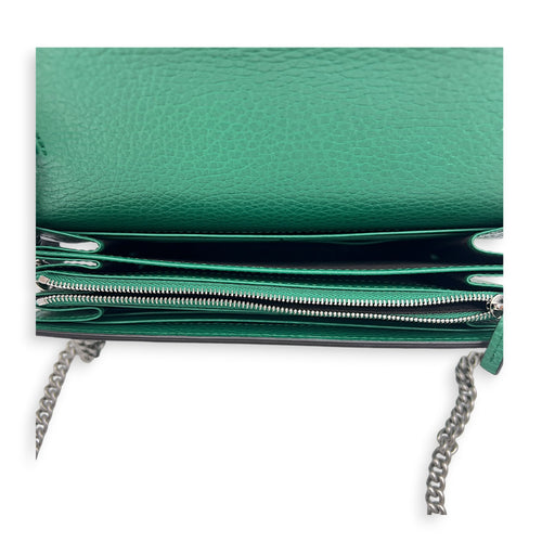 Dionysus Wallet On Chain Green in Calfskin, Ruthenium hardware