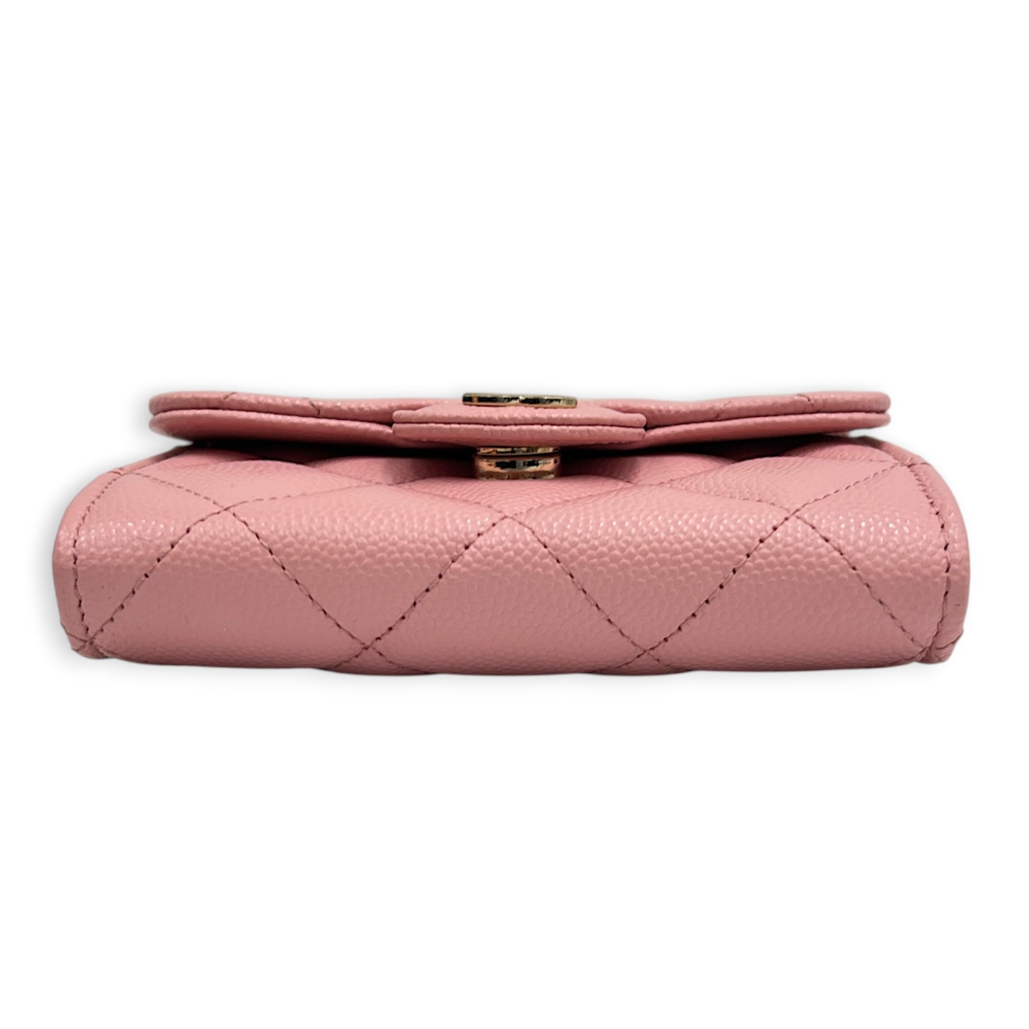 CC Pink Wallet On Chain in Caviar Leather, Gold hardware