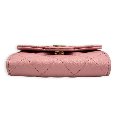 CC Pink Wallet On Chain in Caviar Leather, Gold hardware