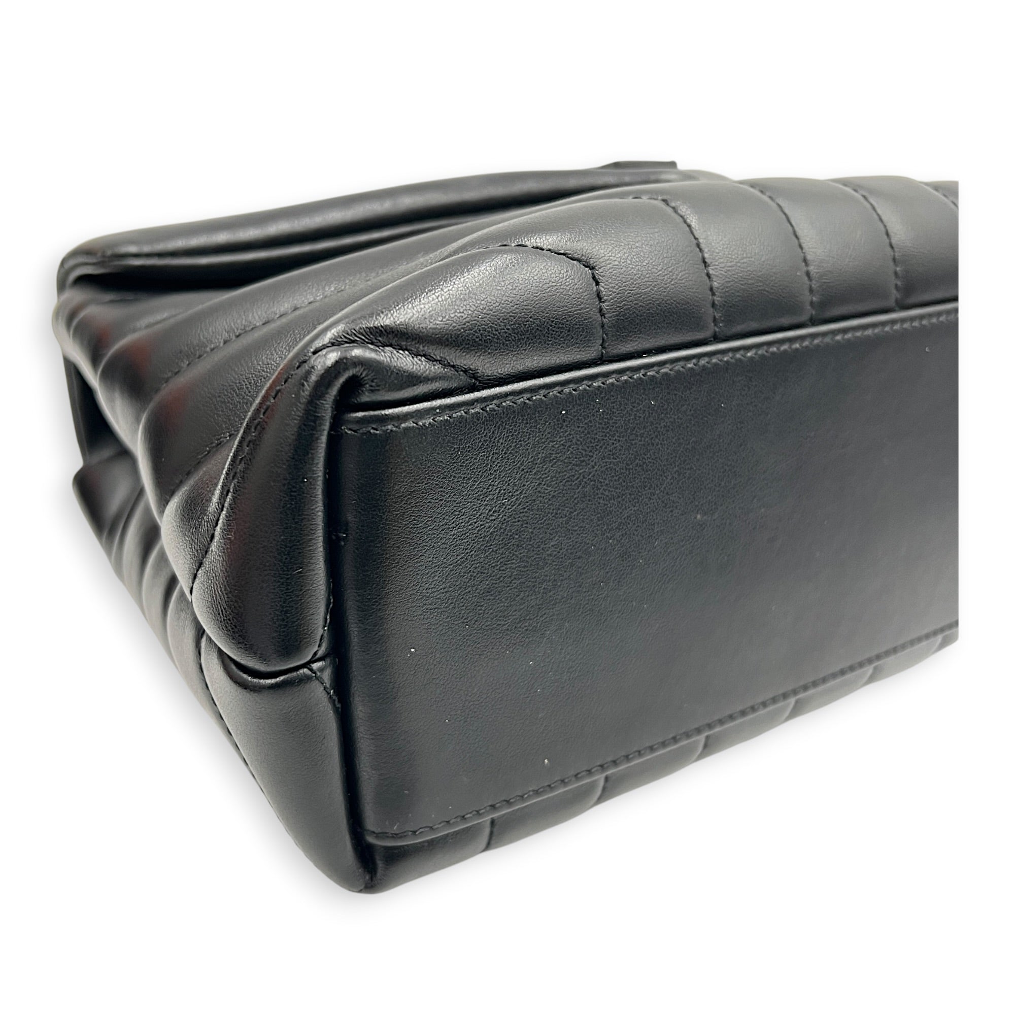 Loulou Shoulder Bag Small Black in Calfskin, Black hardware
