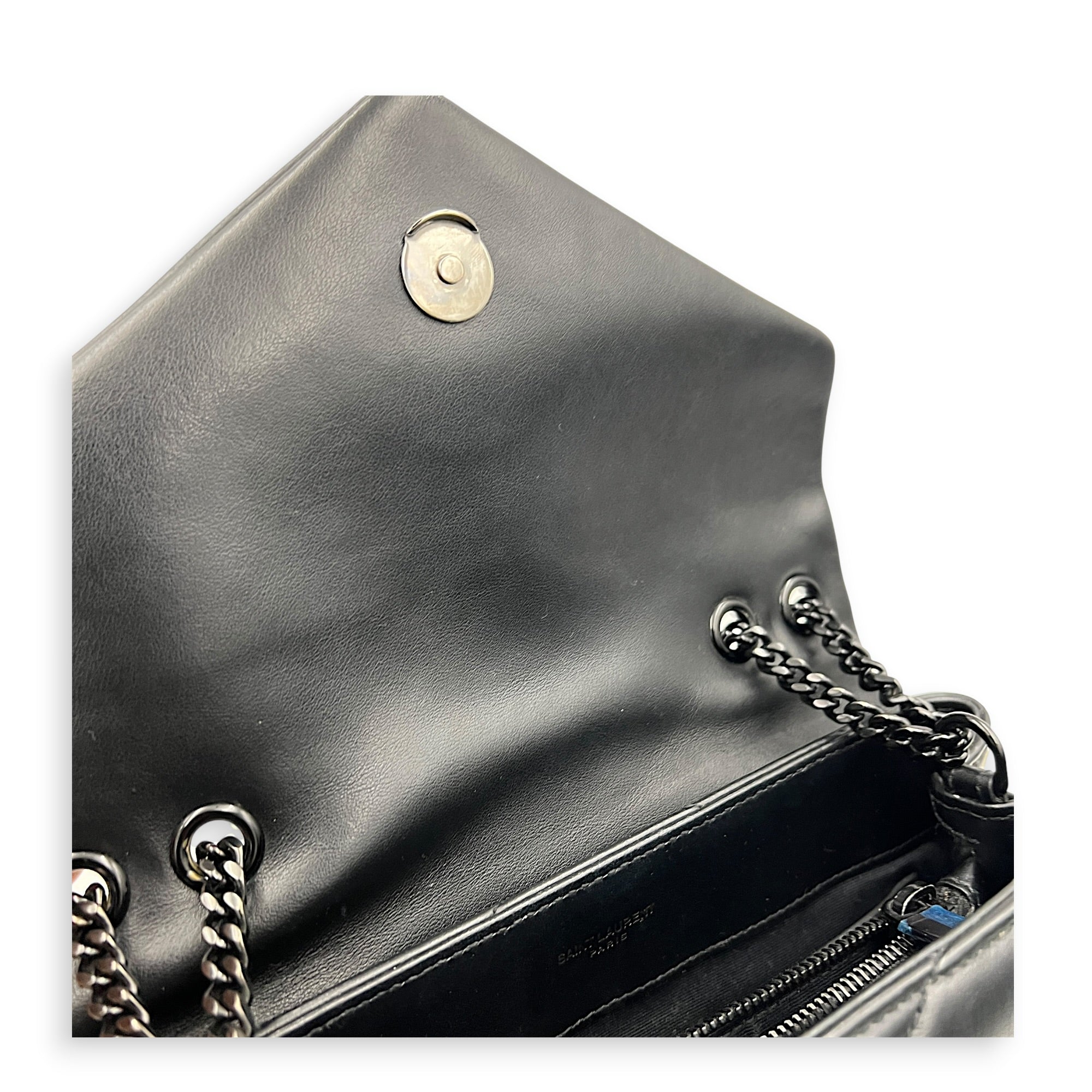 Loulou Shoulder Bag Small Black in Calfskin, Black hardware