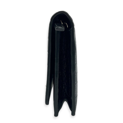 Kate Tassle Wallet On Chain Noir in Crocodile Embossed Calfskin, Silver hardware