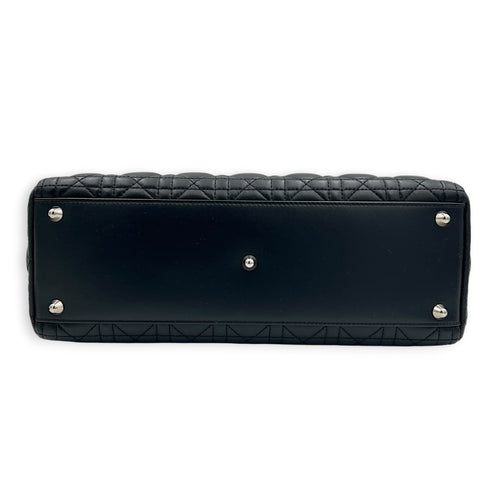 Lady Dior Top Handle Bag Large Black in Lambskin, Silver hardware