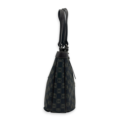 Anagram Tote Bag Black in Coated Canvas, Silver hardware