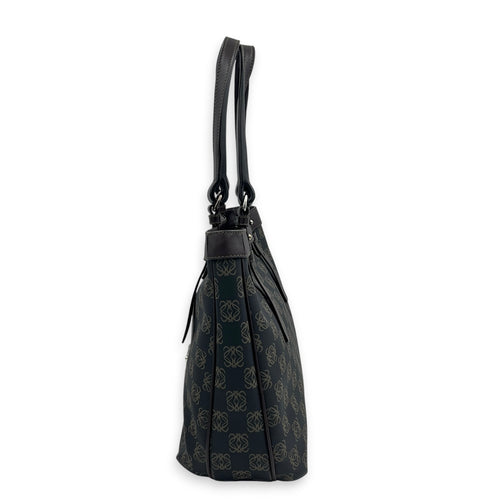 Anagram Tote Bag Black in Coated Canvas, Silver hardware