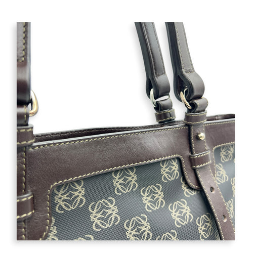 Anagram Tote Bag Black in Coated Canvas, Silver hardware