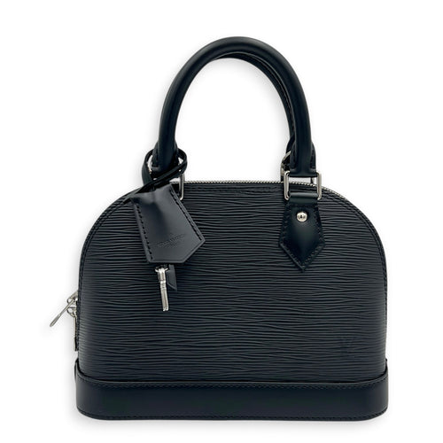 Alma BB Black Top Handle Bag in Epi Leather, Silver hardware