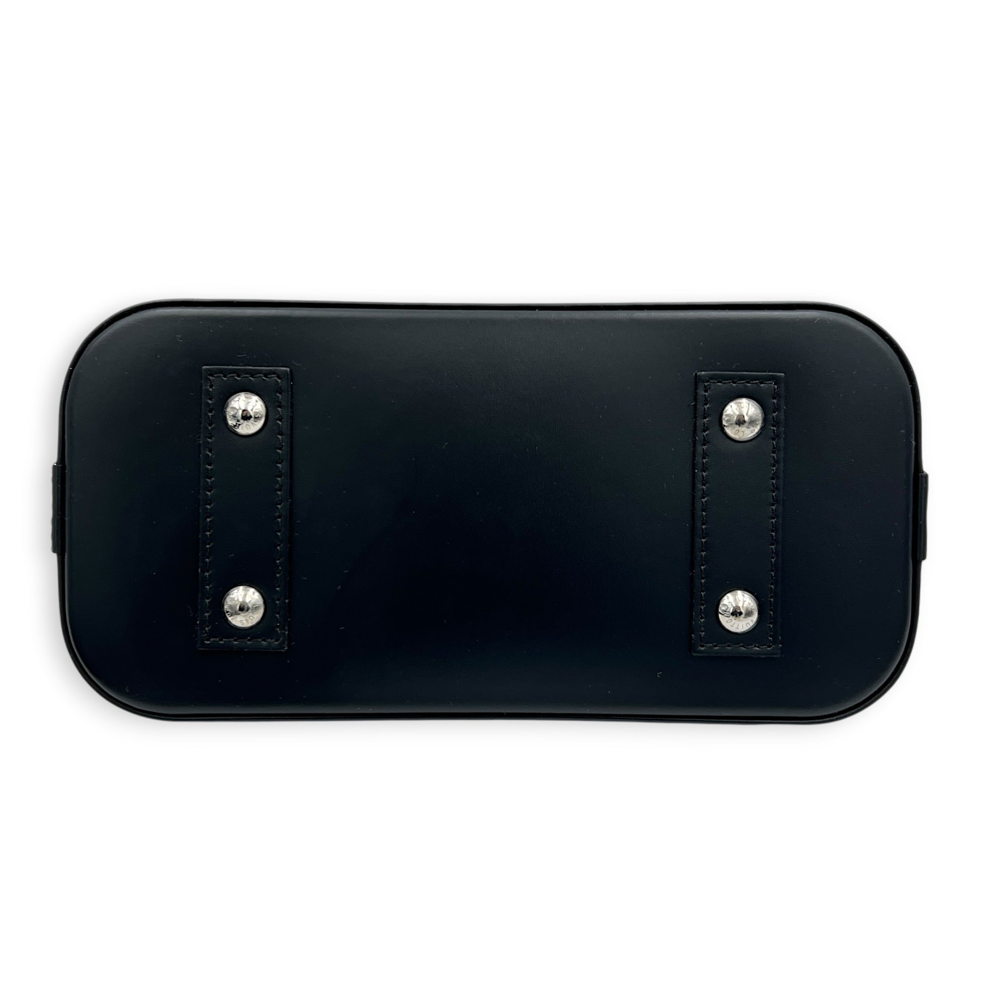 Alma BB Black Top Handle Bag in Epi Leather, Silver hardware