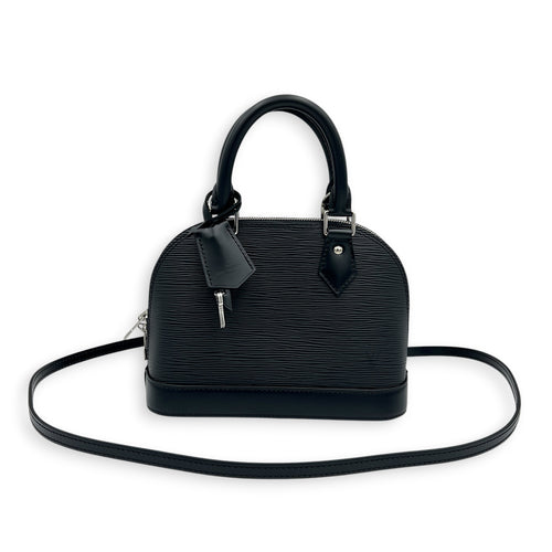 Alma BB Black Top Handle Bag in Epi Leather, Silver hardware