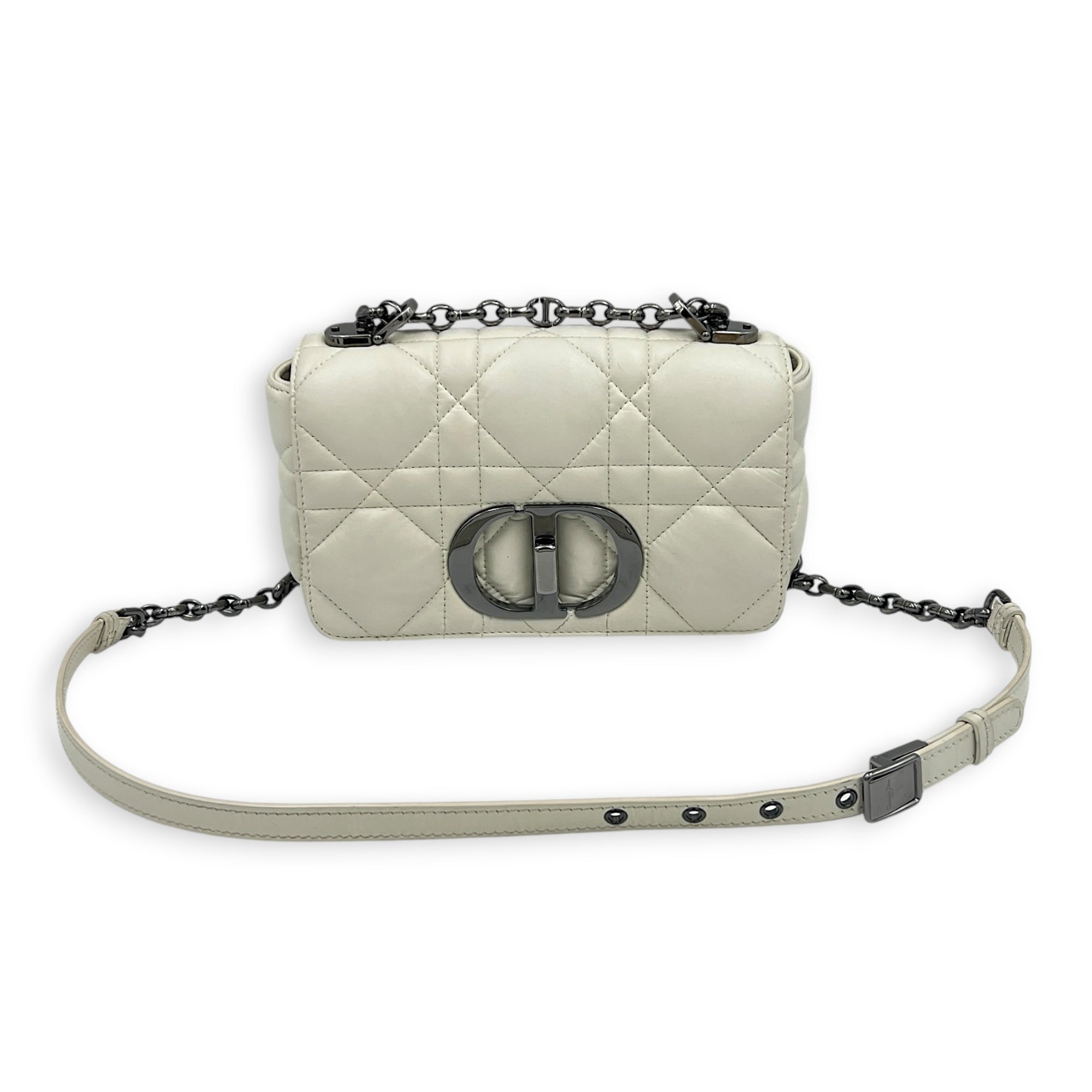 Caro Shoulder Bag Small Latte in Lambskin, Gunmetal hardware