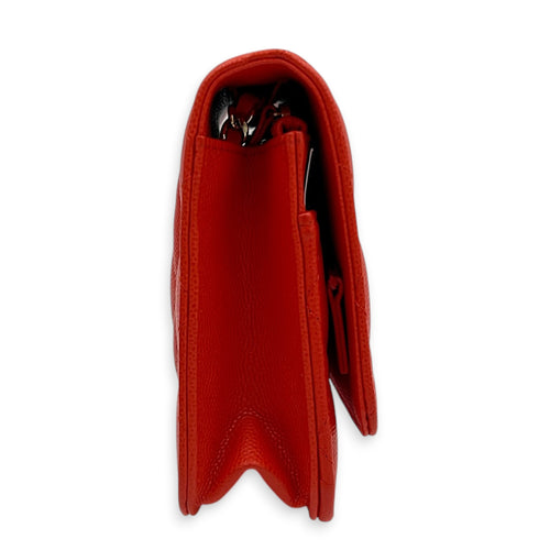 Classic Red Wallet On Chain in Caviar Leather, Gold hardware