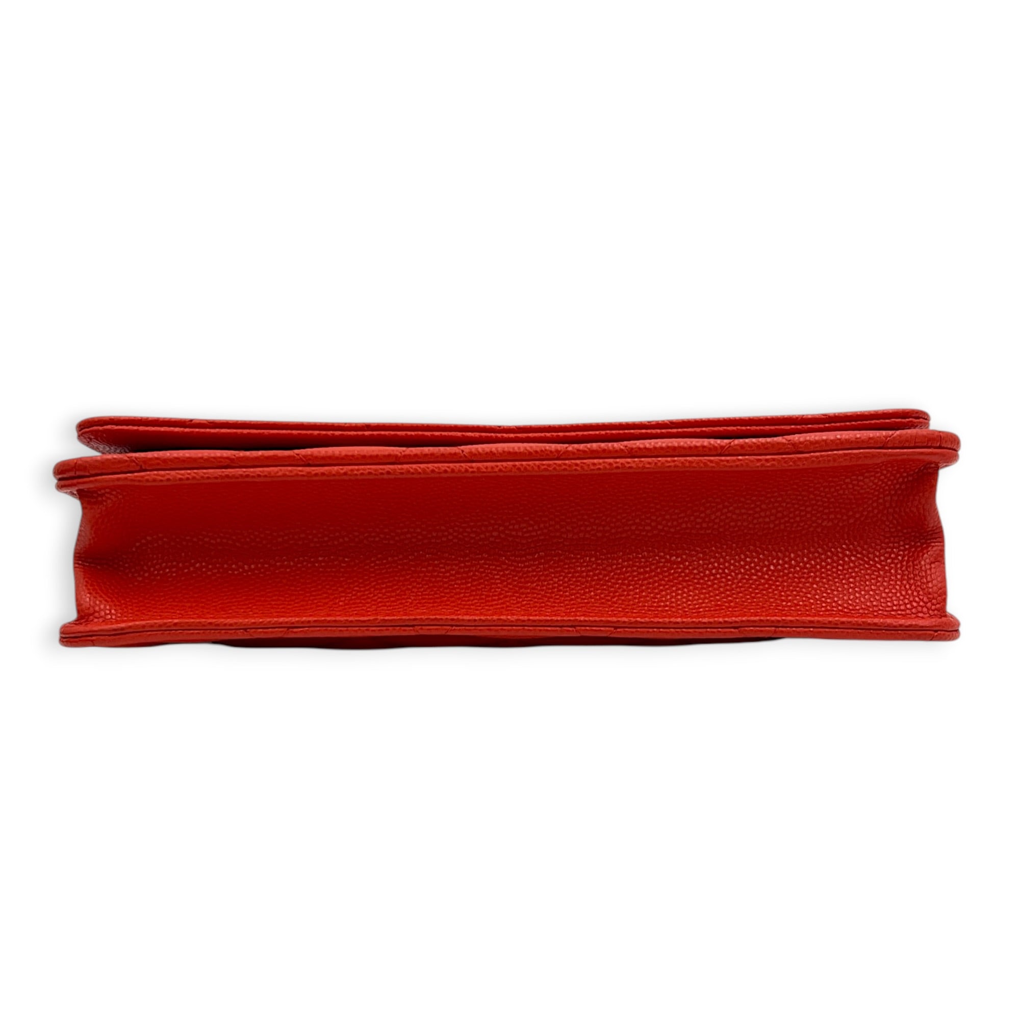 Classic Red Wallet On Chain in Caviar Leather, Gold hardware