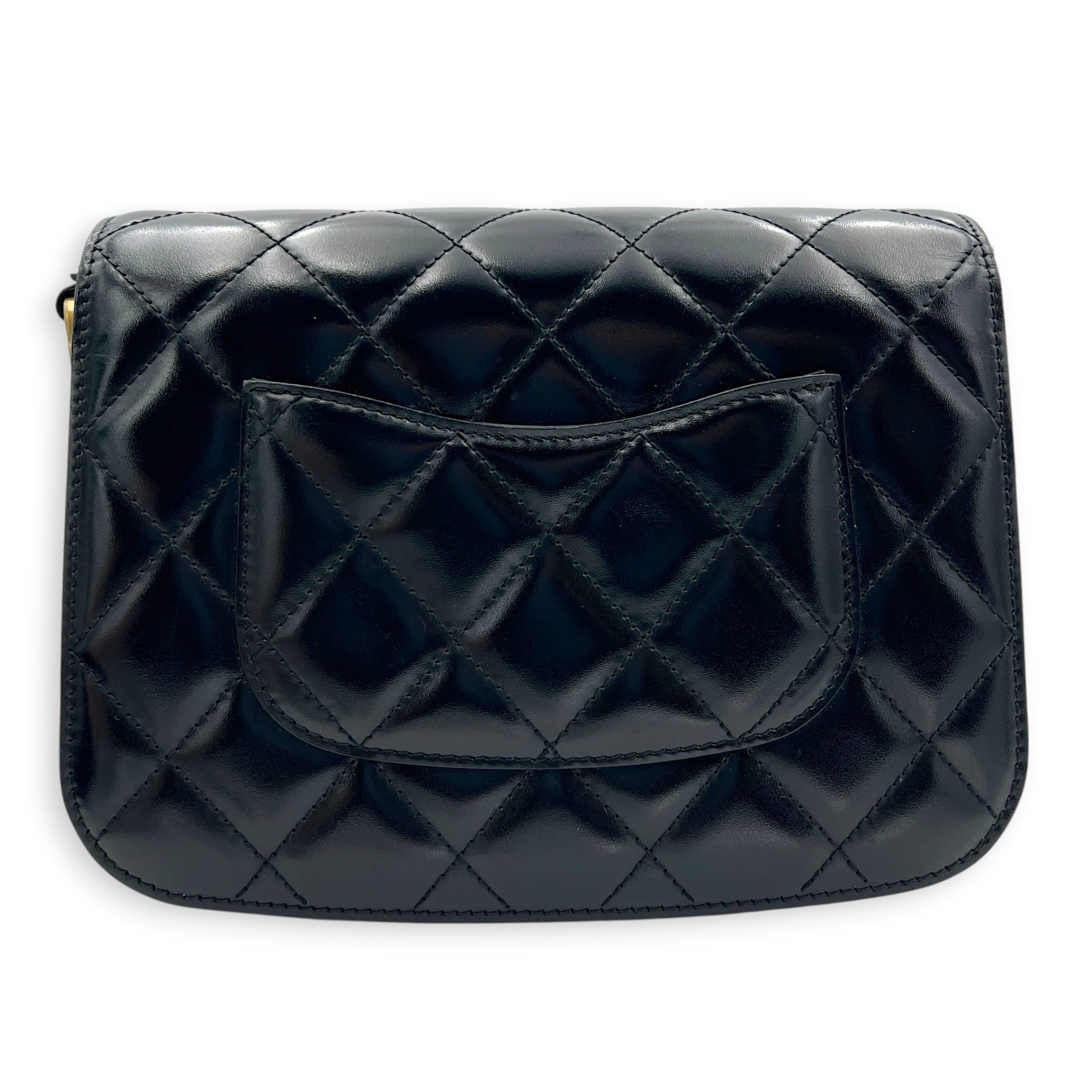 Le 37 Medium Noir Top Handle Bag in Calfskin, Gold hardware