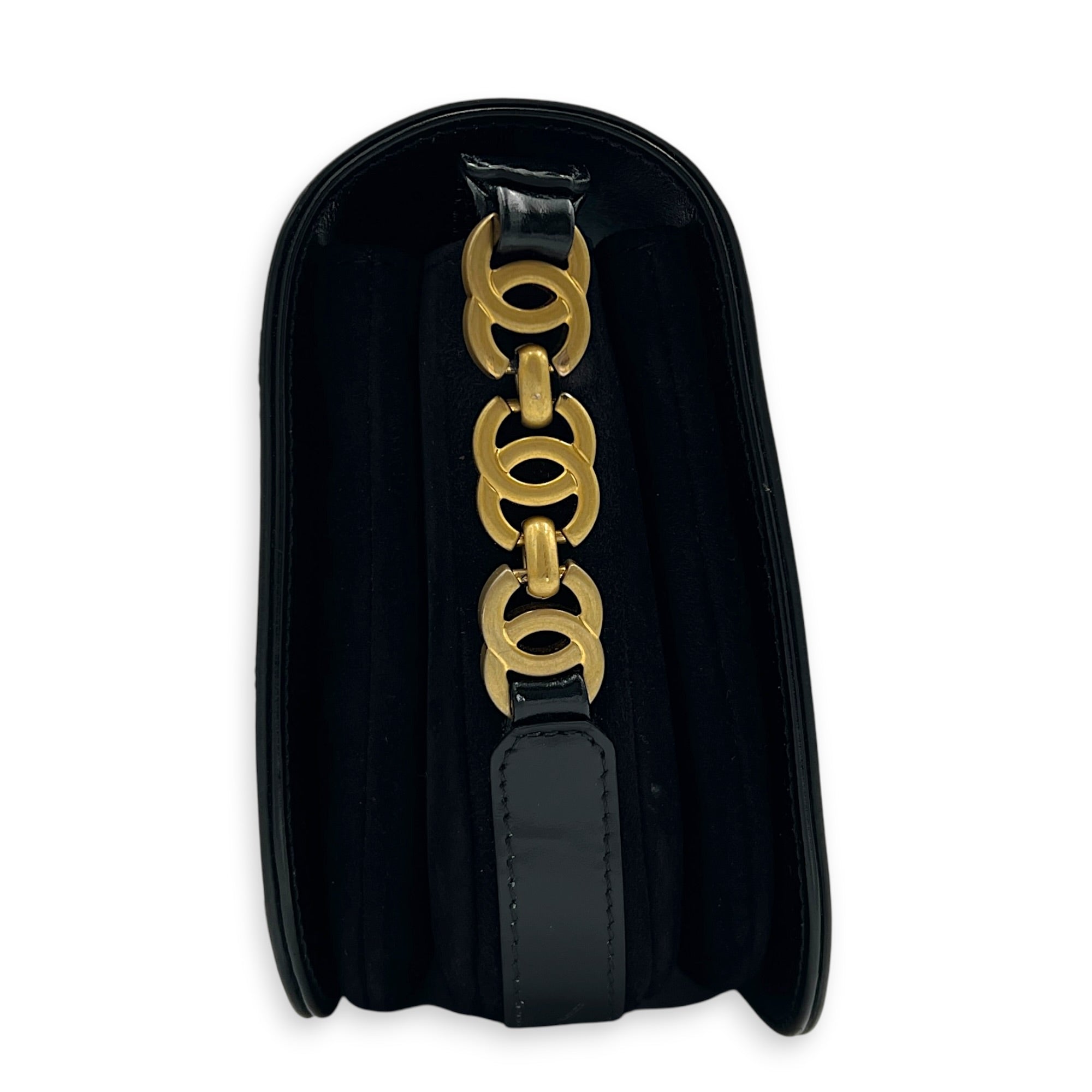 Le 37 Medium Noir Top Handle Bag in Calfskin, Gold hardware
