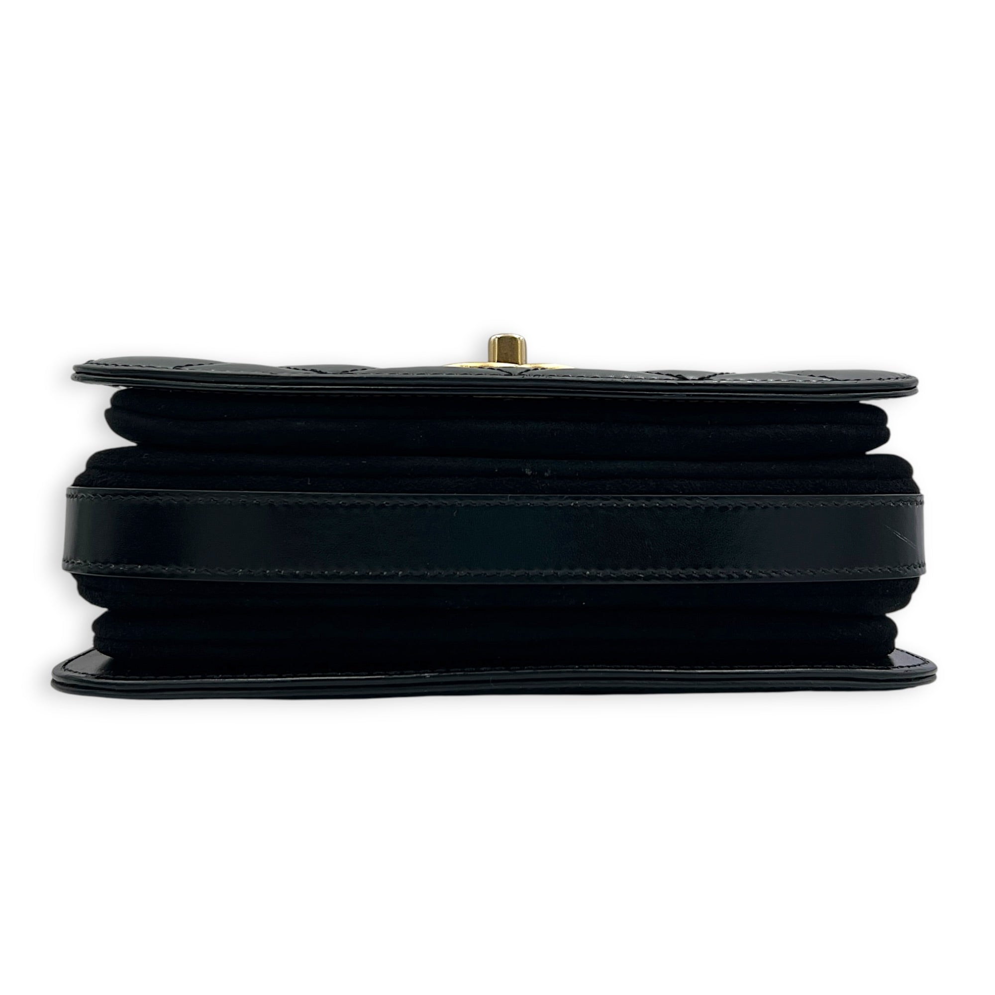 Le 37 Medium Noir Top Handle Bag in Calfskin, Gold hardware