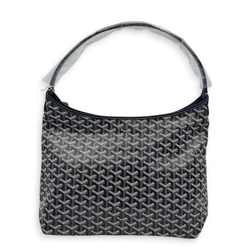 Boheme Shoulder Bag Blue in Coated Canvas, Silver hardware