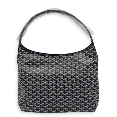 Boheme Shoulder Bag Blue in Coated Canvas, Silver hardware