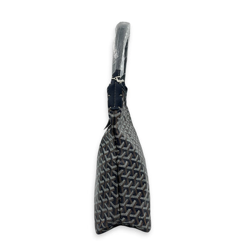 Boheme Shoulder Bag Blue in Coated Canvas, Silver hardware