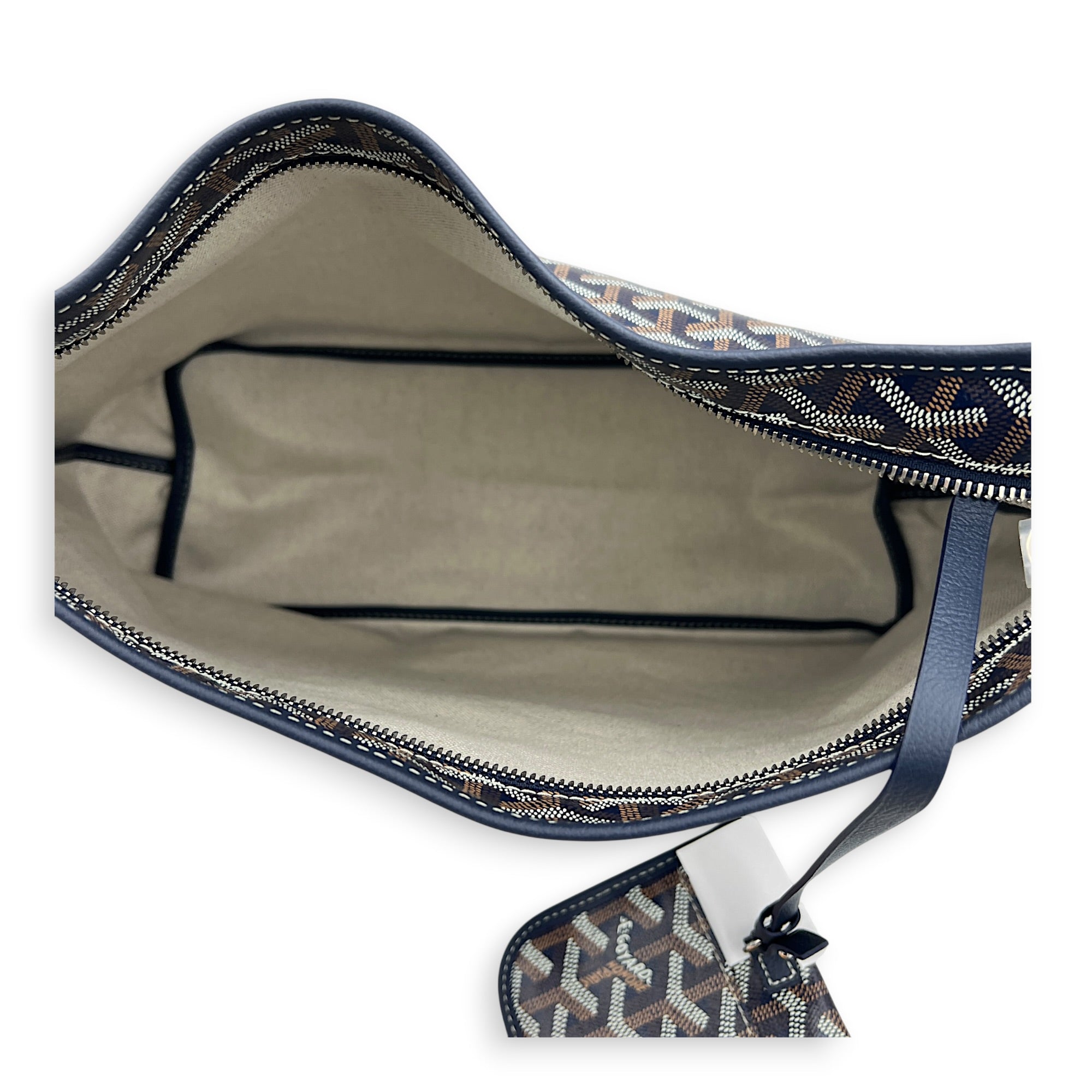 Boheme Shoulder Bag Blue in Coated Canvas, Silver hardware