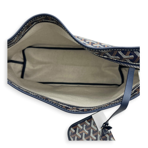 Boheme Shoulder Bag Blue in Coated Canvas, Silver hardware