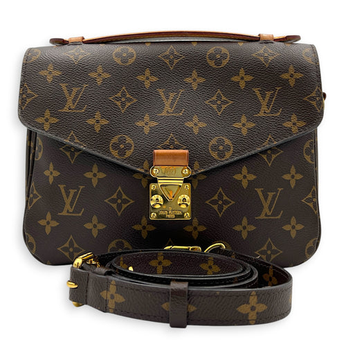 Metis Crossbody Bag Brown in Monogram Coated Canvas, Gold hardware