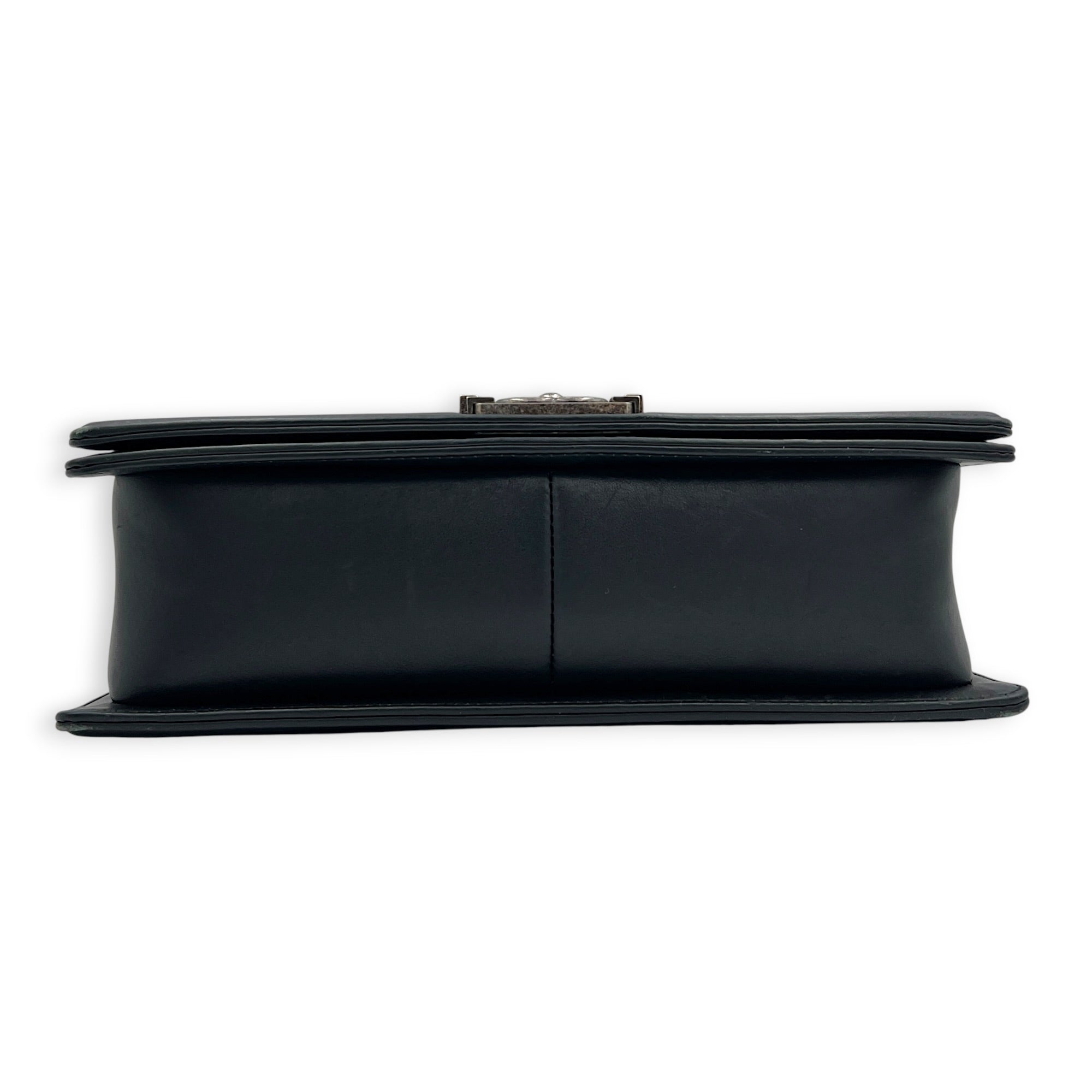 Boy Shoulder Bag Black in Calfskin, Ruthenium hardware