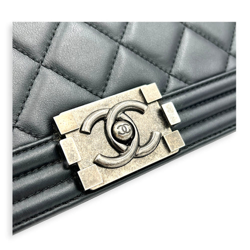 Boy Shoulder Bag Black in Calfskin, Ruthenium hardware