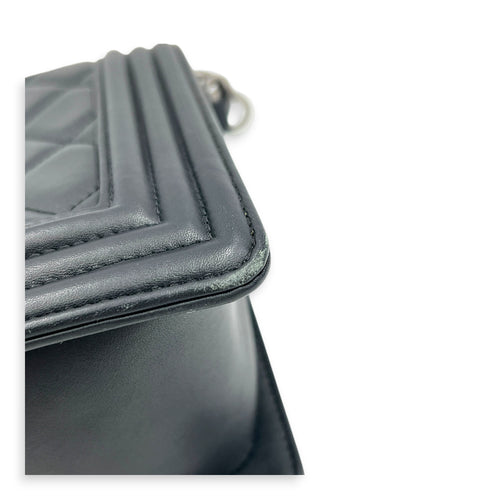 Boy Shoulder Bag Black in Calfskin, Ruthenium hardware