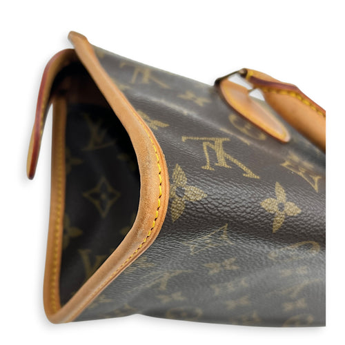 Popincourt Brown Top Handle Bag in Monogram Coated Canvas, Gold hardware