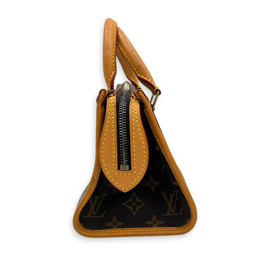 Popincourt Brown Top Handle Bag in Monogram Coated Canvas, Gold hardware