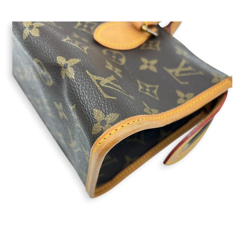 Popincourt Brown Top Handle Bag in Monogram Coated Canvas, Gold hardware